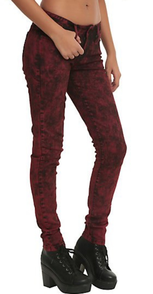 Lovesick Red Acid Wash Skinny Jeans Size 7